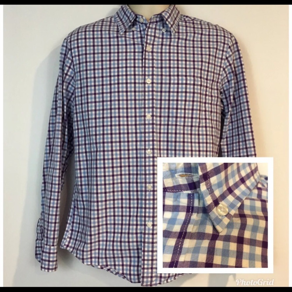 J Crew M Slim Fit Shirt Purple Plaid Button Down